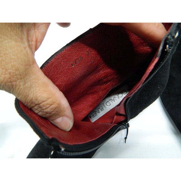 Donald J Pliner Black Suede Ankle Boots Contrast White Stitching Size 7.5 M - Picture 9 of 10